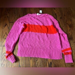 Gap pink red striped sweater size medium new with tags